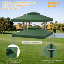 Vervangend luifel voor tuinpaviljoen, 3 x 3 m, dubbellaags, polyester