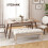 HOMCOM Linen Upholstered Bench with Wooden Frame, Beige 8