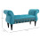 HOMCOM Velvet Upholstered Bench with Armrest, Blue 4