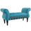 HOMCOM Velvet Upholstered Bench with Armrest, Blue 2