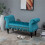 HOMCOM Velvet Upholstered Bench with Armrest, Blue 3