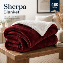 (Double Sherpa Blankets, Red -Sherpa Blanket) Sherpa Fleece Blankets Reversible Plush Throw Soft Warm Luxurious Double Layer Sofa Bed Blanket