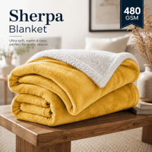 (Single Sherpa Blankets, Yellow -Sherpa Blanket) Sherpa Fleece Blankets Reversible Plush Throw Soft Warm Luxurious Double Layer Sofa Bed Blanket