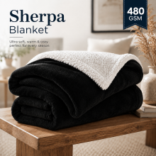 (King Sherpa Blankets, Black -Sherpa Blanket) Sherpa Fleece Blankets Reversible Plush Throw Soft Warm Luxurious Double Layer Sofa Bed Blanket