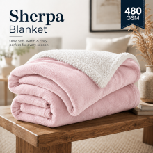 (Double Sherpa Blankets, Pink -Sherpa Blanket) Sherpa Fleece Blankets Reversible Plush Throw Soft Warm Luxurious Double Layer Sofa Bed Blanket
