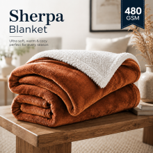(King Sherpa Blankets, Orange -Sherpa Blanket) Sherpa Fleece Blankets Reversible Plush Throw Soft Warm Luxurious Double Layer Sofa Bed Blanket