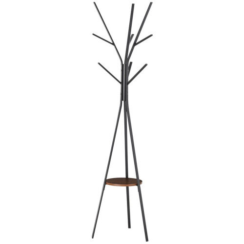 Scandinavian Coat Rack with 7 Hooks Black and Brown