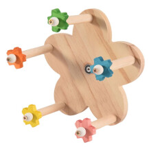 Bird Toy Rotating Perch Toy, Wooden Parrots Wheel Toy with Perches, Hanging Bird Stand Cage Accessories