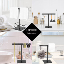 Support de Porte-Serviettes pour Salle de Bain, Porte-Serviettes sur Pied en Acier Inoxydable, Barre à Serviettes pour Salle de Bain - Noir