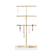 Gold T-Shaped Jewelry Removable 3-Tier Bracelet Storage Rack Earrings Necklaces Rings Jewelry Stand