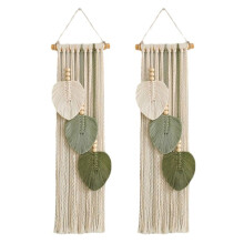 Hand Woven Cotton Rope Leaf Bohemian Home Wall Decor Room Wall Hanging White