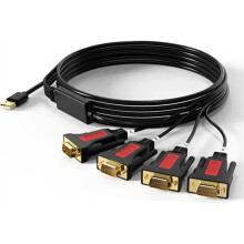 4 Port USB to RS232 DB9 Serial (9-Pin) Adapter Cable for OS, Windows, Android, Linux