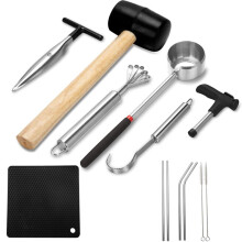 Juego de Herramientas para Abrir Cocos, Herramienta Segura y FáCil de Abrir para Cocos JóVenes, Kit Todo en para Abrir Nueces de de Acero