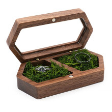 Caja de Madera para Anillos con 2 Ranuras, Organizador Diario para Guardar Anillos, Pendientes y Joyas, Caja de Compromiso para Anillos de Boda D