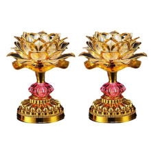 2Pcs LED Lotus Buddhist Lights Buddha Lotus Lamps Plug in or Battery-Operated Buddhist Lamp EU Plug B
