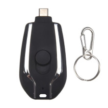 1200 MAh Tragbare -Powerbank, SchlüSselanhäNger-Powerbank, Handy-Ersatzakku für Smartphone, Typ-C, Schwarz