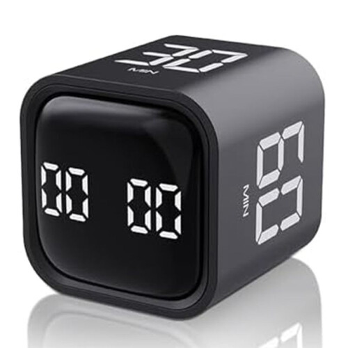 Square Timer,Rotation Timer,5/10/30/60 Minutes and Custom Countdown,Productivity Timer,For Tasks,Work,Study(Black)
