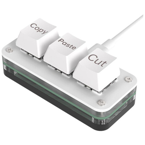 3 Keys Macro Programming  Keyboard for Photoshop Gaming Hotswap Programming Keypad Copy Paste Macropad White Type A