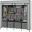 Grey Fabric Wardrobe with Doors 2 Rails and 10 Compartments 1