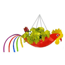 Pot de Fleur en Métal de Forme Exquise, Pot de Fleur de Coq Coloré, Jardinière Suspendue, Pots de Fleurs Décoratifs de Jardin, S,C