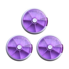 Pillendose, Pillenspender für 7 Tage, Runde Pillendose, -Pillendosen im Runden Rotationsstil für 7 Tage, Violett