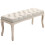 HOMCOM linnen gestoffeerde bank met houten frame, beige 2