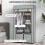 Grey Fabric Wardrobe with Clothes Rail and 2 Drawers 6