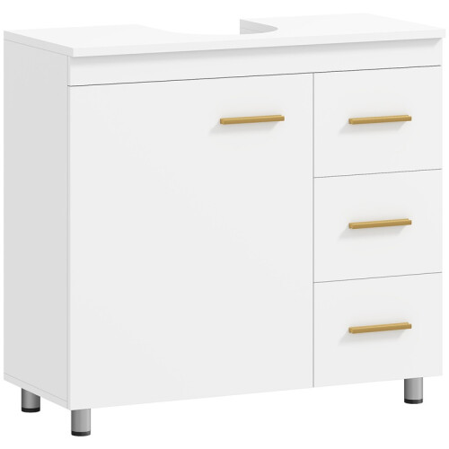 Meuble-lavabo à 3 niveaux, unité de rangement en MDF, blanc