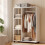 White Mobile Wardrobe Rack with Wheels and Clothes Rail 3