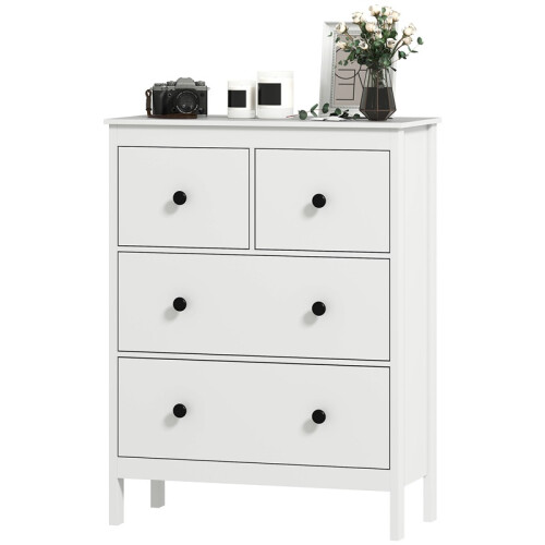Commode met 4 lades, slaapkameropbergmeubel, wit 1