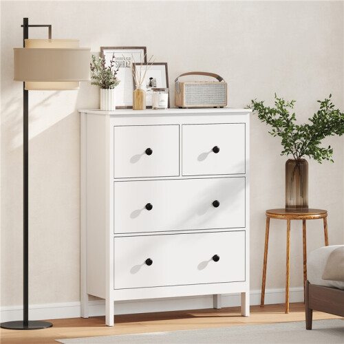 Commode met 4 lades, slaapkameropbergmeubel, wit 2