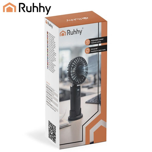 Ventilateur portable noir, USB-C, batterie 2400 mAh