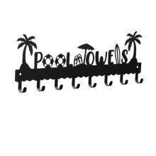 Pool Towel Rack Metal Towel Hooks Wall Mounted Towel Holder Beach Towel Hook Rack Summer Pool Towel Holder with 8 Hooks