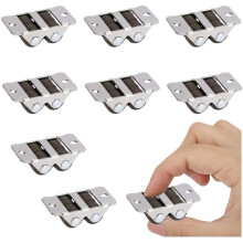 Small 4-Wheel Double Row Caster Wheels, 1/2 Inch Fixed Rigid Casters for Underbed Drawers, DIY Projects (8 Pack)