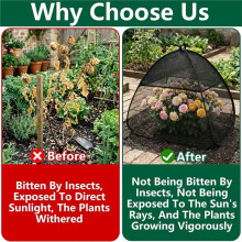 2 Pcs PopUp Garden Netting Bug and Shade Covers, 22" X 22" X 22" Plant Sun Shade Top Bird Netting Tents for Vegetables