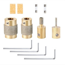 4 Piece DiamondGrinder Bit Set for Stained Glass - 1/8", 1/4", 3/4", 1" Brass Core Bits for Inland & Most Glass Grinders
