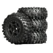 4PCS 1.0'' Beadlock Wheels and Tires 1.0 Inch Tires Tyre Plastic Wheel Rims Set for 1:24 Car Axial SCX24 AX24