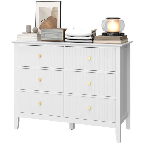 Moderne ladekast/dressoir met 6 lades, wit 1