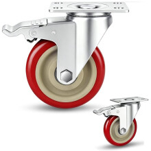 4 Inch Caster Wheels Set of 2, Heavy Duty Swivel Rolling with Brake Large Industrial Plate Casters for Cart, Furniture