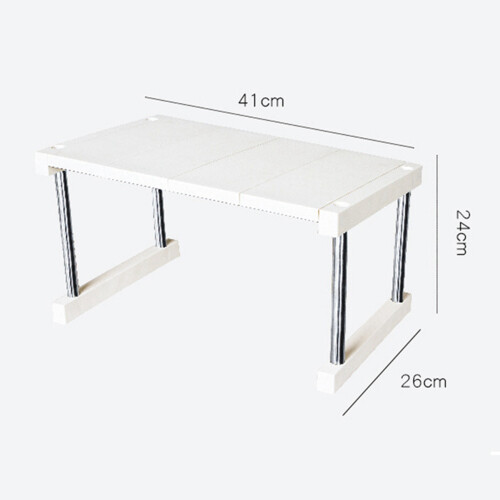 2X Kitchen Cabinet Counter Shelf Organizer Expandable Stackable Spice Rack for Dish Sauce Black 1