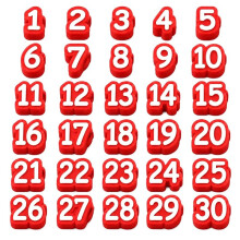 Pencil Caps Numbered 1-30 Reusable Labels Numbered Pencil Toppers Pencil Tracking Markers for Kids Students Red