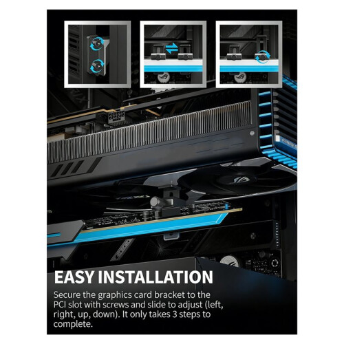ARGB GPU Support Bracket - 5V 3-Pin Sync Adjustable  Card Sag Holder for PC Case Black