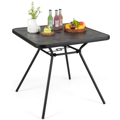 Vierkante terrastafel, 80 cm, 4 cm parasolgat 2