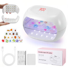 Professional Double Layer UV Nail Lamp, 30 LED Dual Light Source Gel Polish Curing Dryer with 3 Timing Modes, Type-C Rechargeable Nail Curing Machine