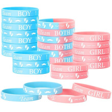 30 Pz Braccialetti In Silicone per Rivelazione del Genere, Braccialetti In Gomma Team Boy Girl per Decorazioni e Regali per Feste di Baby Shower