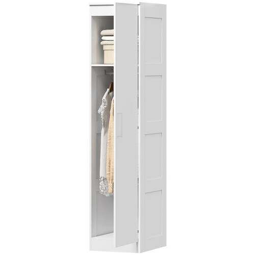 Witte kledingkast met kledingstang en soft-close deur. 1