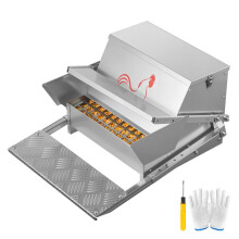 Automatische Voederbak met Voetpedaal-Duoku-voor Kippen 11,34 kg, Voederdispenser van Gegalvaniseerd Staal met Vergrendelbare Deksel