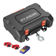 Draagbare 12 V DC 1587 kg-Duoku-trekhaak met synthetische kabel, ontworpen voor quads, met bedrade en draadloze afstandsbedieningen, inclusief kabelge