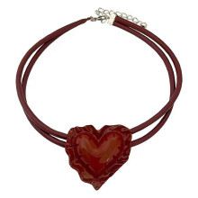 Hartvormige hanger ketting van PU-leer, sleutelbeenketting, accessoire voor vrouwen en meisjes, modieuze halsketting sieraden