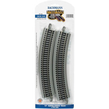 Bachmann Trains - Snap-Fit E-Z TRACK 18" RADIUS CURVED TRACK (4/card) - NICKEL SILVER Rail With Gray Roadbed - HO Scale , Grey